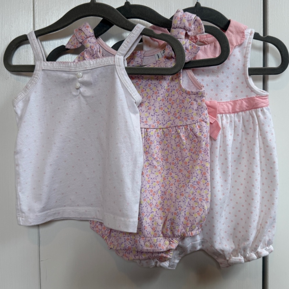 Janie and Jack baby girl rompers & tank